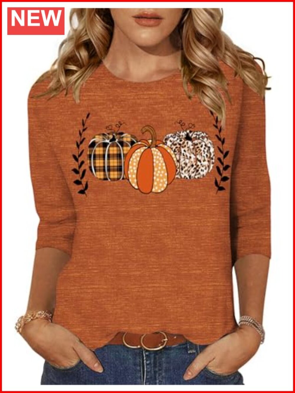 Women's 3/4 Sleeve Tunic Top Round Neck Business Casual Blouse